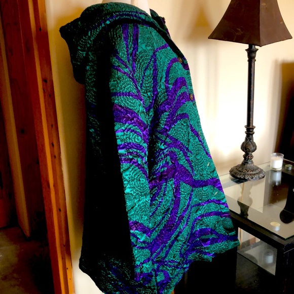 Gorgeous Green & Purple Hooded Plus Size Jacket - Picture 2 of 6